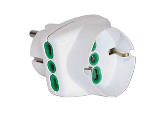 Adattatore Triplo 2 Poli + Terra Schuko Bipasso Spina Schuko Bianco- - Bianco 82230 - 5 Pezzi Fanton