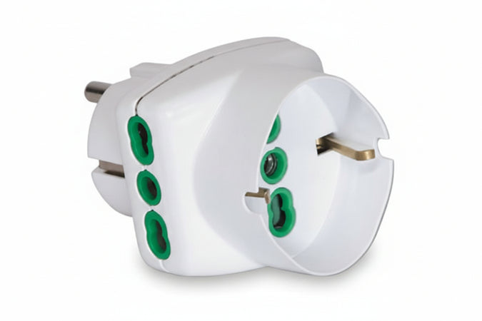 Adattatore Triplo 2 Poli + Terra Schuko Bipasso Spina Schuko Bianco- - Bianco 82230 - 5 Pezzi Fanton