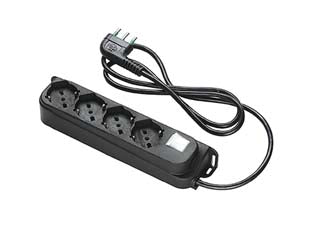 Multipresa 4 Posti Bipasso + Schuko Con Interrutt. Linea Retail Nera- - Nera 47421 - 2 Pezzi Fanton