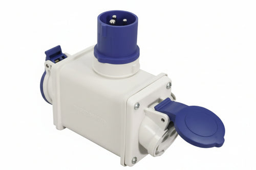 Adattatore Industriale 220V Con Spina Cee 309 Ip44 E 2 Prese 2P+T 16A Colore Blu 73110 Fanton