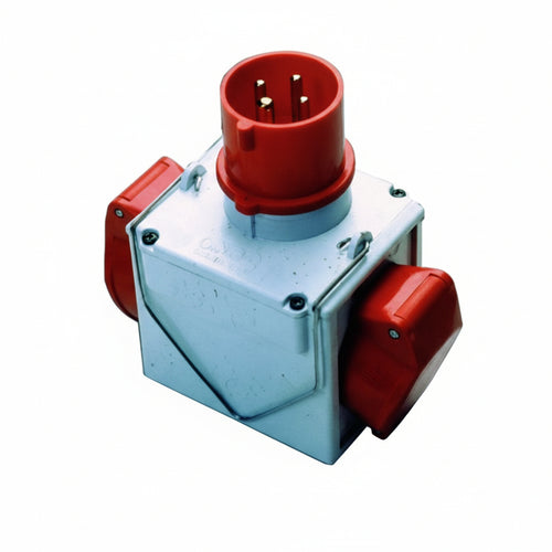Adattatore Industriale 380V Con Spina E 2 Prese Cee Ip44 16A Colore Rosso 73111 Fanton