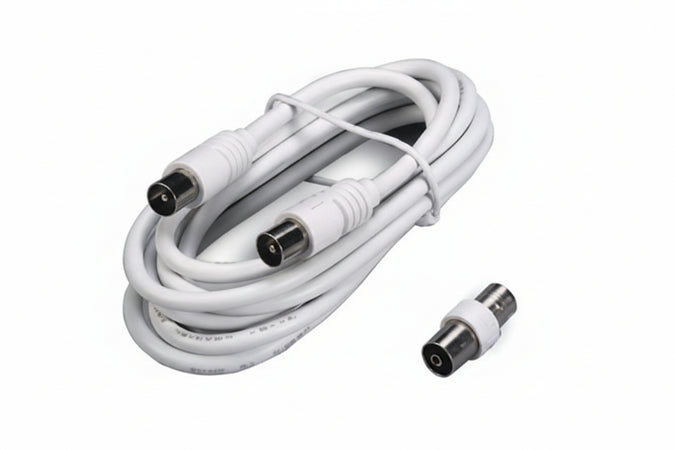 Prolunga Tv Con Cavo Coax Spina Maschiofemmina + Adattatore Maschio Mt.2 Bianca 31000 Fanton