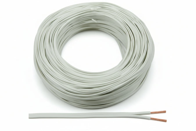 Cavo Elettrico Bipolare Piattina Costa Stretta Bianco- - 2X Mmq.0,50 Colore Bianco - 100 Mt