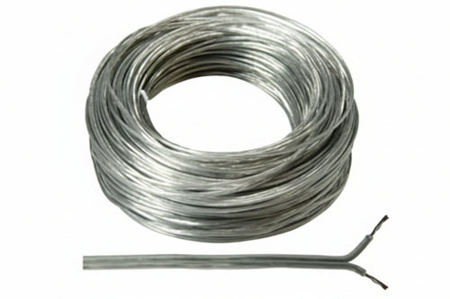 Cavo Elettrico Bipolare Piattina Costa Stretta Argento- - 2X Mmq.0,50 Colore Argento - 100 Mt