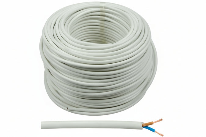 Cavo Elettrico Bipolare Similgomma Bianco H05Vv-F- - 2X Mmq.1,5 Colore Bianco - 100 Mt