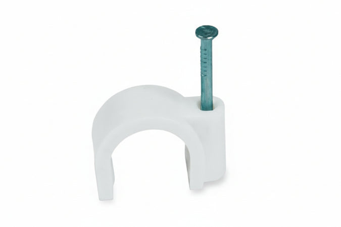 Graffette Fissacavo Bianche- - Ø Mm.10 Conf.100 Pezzi - 1 Scatola Syntesy