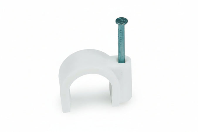 Graffette Fissacavo Bianche- - Ø Mm.16 Conf.100 Pezzi - 1 Scatola Syntesy