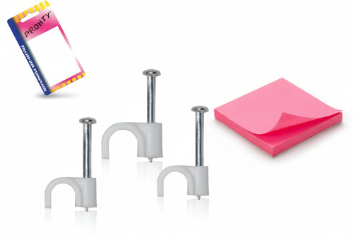 Chiodini Fissacavo In Plastica Bianca In Blister- - Mm.6-7, In Bl.30 Pz. - 12 Blister