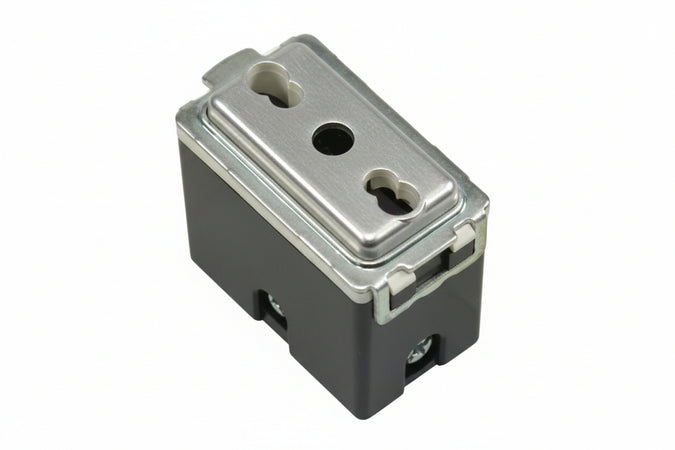 Presa Sicurezza Bivalente Venus- - 2 Poli+Terra 10/16A Alveoli Ø Mm.4/5 (7079.N) - 6 Pezzi Marlanvil