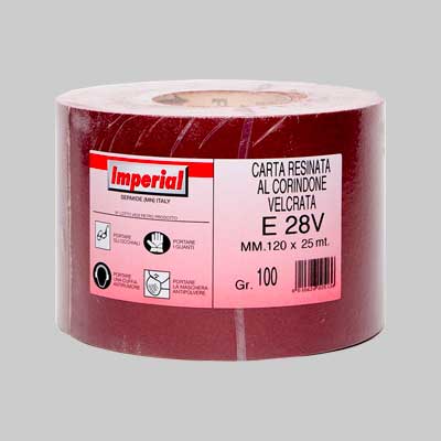 Carta Abrasiva Velcrata 'E 28V' Grana 120 - Rotolo Mm 120X25 Mt - 25 Metrilineari- Imperial Abrasivi