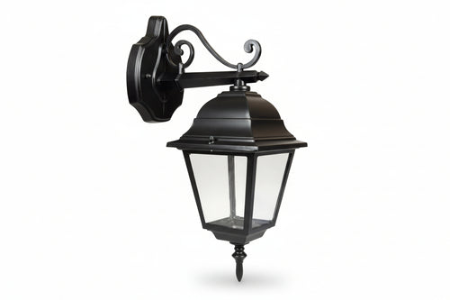 Lanterna Con Braccio Superiore Lavorato Modello New York 60W Ip44 Mm.192X370H. Colore Nero Syntesy