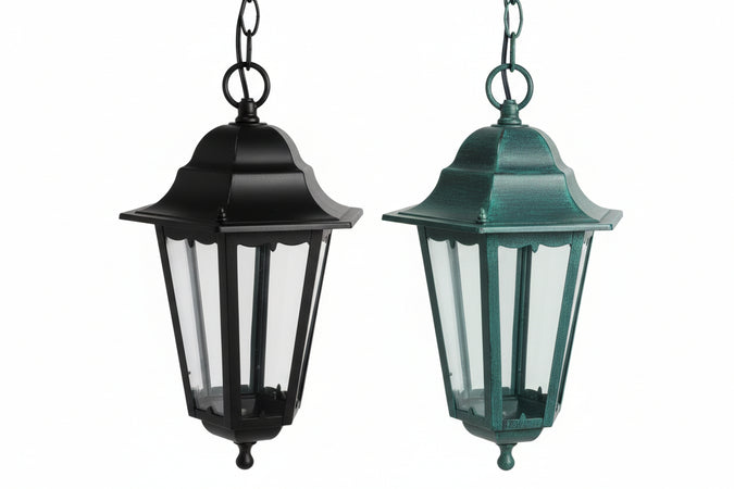 Lanterna Con Catena Modello Berlino 100W Ip44 Mm.230X230X1026H. Colore Nero Syntesy