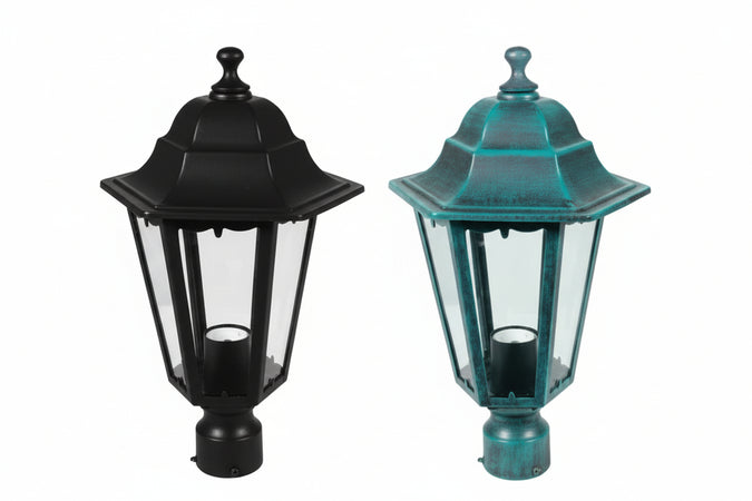 Lanterna Per Palo Mm.60 Modello Berlino 60W Ip44 Mm.192X192X356H. Verde Anticato Syntesy