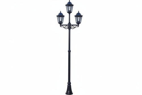Lampione 2 Luci Su Palo Modello Berlino 2X100W Ip44 Cm.72X230H. Colore Nero Syntesy