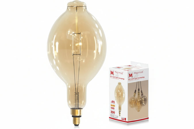 Lampada A Bulbo Gigante Led Vintage E27 4W 2200 °K Calda 350 Lm 180X380H Maximus