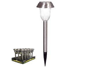 Lampada Solare Led Acciaio Inox In Espositore- - Ø Mm.100X384H. - 5 Lumen - 15 Pezzi Duracell Lighting