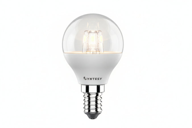 Lampada Led Sfera Opale E14- - 49W - E14 - 6500 °K Fredda - 470 Lm - Cl. En.F - 10 Pezzi Syntesy