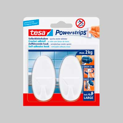 Gancio Ovale 'Powerstrips®' Large 2 Ganci + 4 Strisce - Tesa