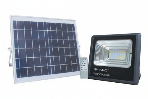 Proiettore Led Con Pannello Solare Ip65 50W 4000 °K Naturale 4200 Lm 437X90X356H. Vtac
