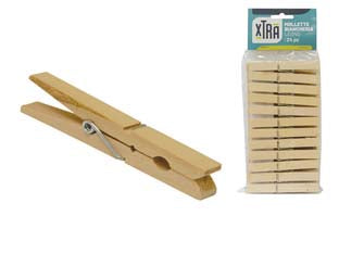 Mollette Biancheria Legno- - In Confezione Da Pz.24 - 20 Blister Xtra