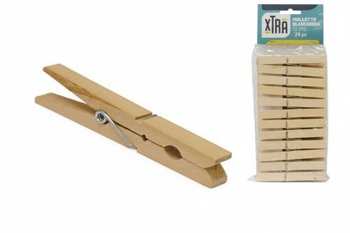 Mollette Biancheria Legno- - In Confezione Da Pz.24 - 20 Blister Xtra