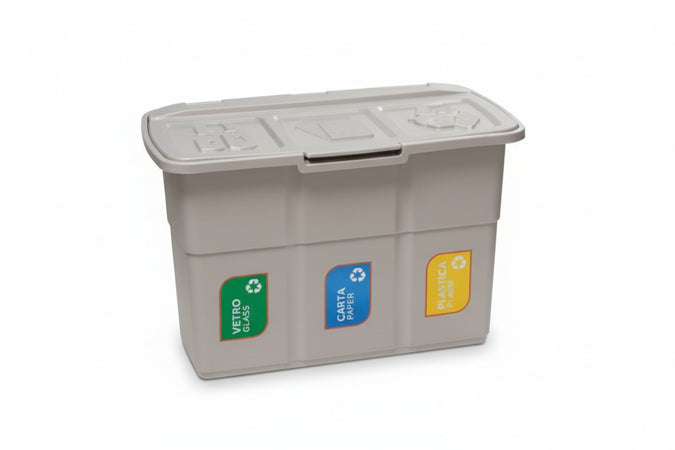 Pattumiera Ecopat 3 Scomparti Per Raccolta Differenziata Art.433- - Cm.75X37X50H. - 5 Pezzi Dea Home