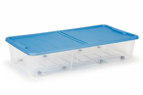 Contenitore Sottoletto Masterbox Colore Trasparente/Blu Art.511- - Cm.77X39X15H. - Lt.35 - 12 Pezzi Dea Home