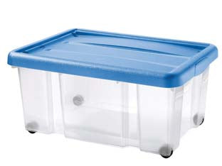 Contenitore Puzzle Box Con Coperchio A Scatto E Ruote- - Cm.60,5X40X27,3H. Lt.43 - 6 Pezzi Tontarelli