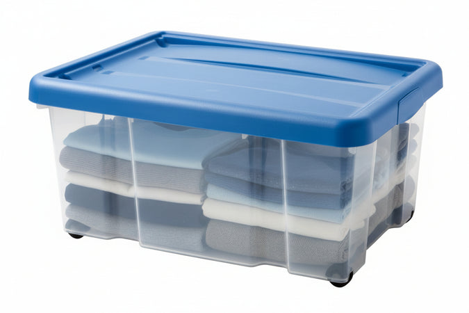 Contenitore Puzzle Box Con Coperchio A Scatto E Ruote- - Cm.60,5X40X27,3H. Lt.43 - 6 Pezzi Tontarelli