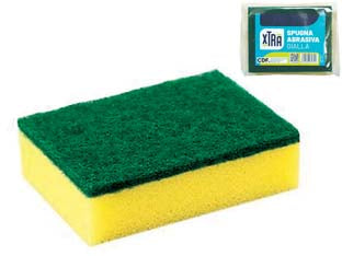 Spugna Abrasiva Doppia Gialla Con Fibra Verde- - Cm.12,5X9,5X4H. - 25 Pezzi Xtra
