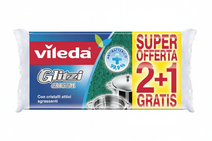 Spugna Fibra Verde Glitzy Crystal - 10 Pezzi Vileda