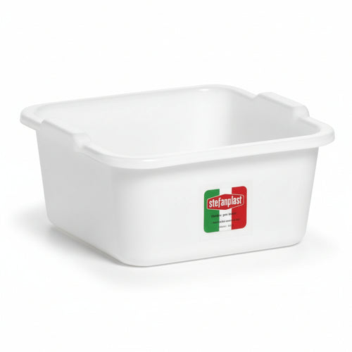 Bacinella Quadra In Polietilene Bianca- - Cm.34X34X14 Da Lt.11 - 5 Pezzi Stefanplast