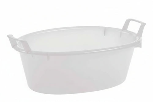 Bacinella Ovale In Polietilene Bianca- - Ø Cm.55X20 Da Lt.23 - 2 Pezzi Stefanplast