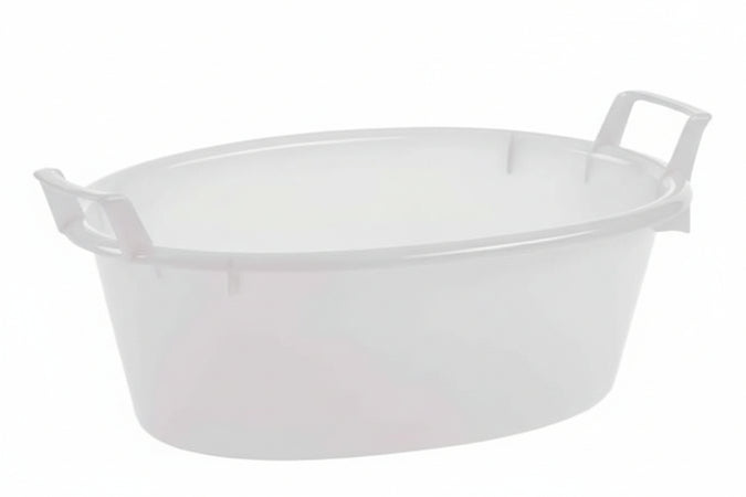 Bacinella Ovale In Polietilene Bianca- - Ø Cm.55X20 Da Lt.23 - 2 Pezzi Stefanplast
