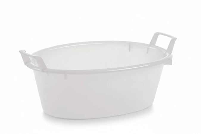 Bacinella Ovale In Polietilene Bianca- - Ø Cm.60X23 Da Lt.30 - 2 Pezzi Stefanplast