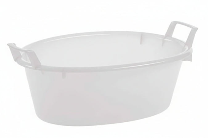 Bacinella Ovale In Polietilene Bianca- - Ø Cm.65X25 Da Lt.45 - 2 Pezzi Stefanplast