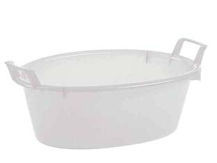 Bacinella Ovale In Polietilene Bianca- - Ø Cm.70X28 Da Lt.50 - 2 Pezzi Stefanplast