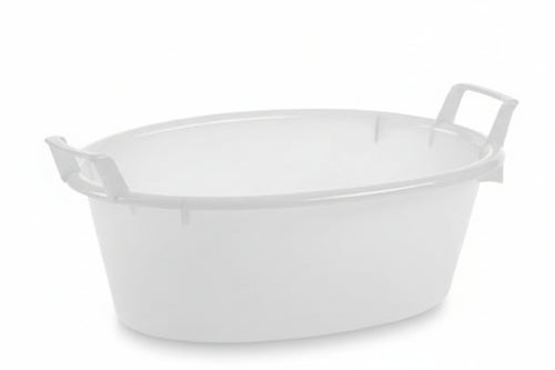 Bacinella Ovale In Polietilene Bianca- - Ø Cm.70X28 Da Lt.50 - 2 Pezzi Stefanplast
