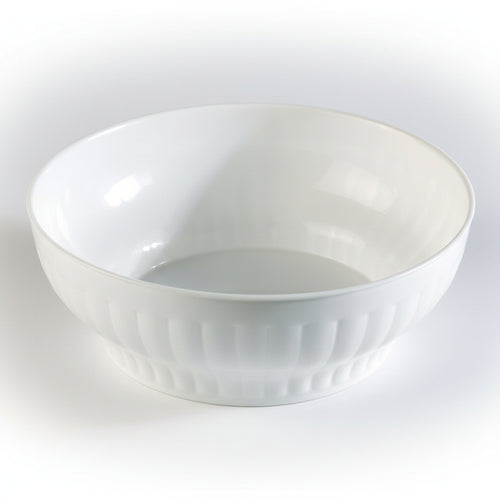 Insalatiera Costolata In Plastica Bianca- - Ø Cm.26 - 5 Pezzi Stefanplast