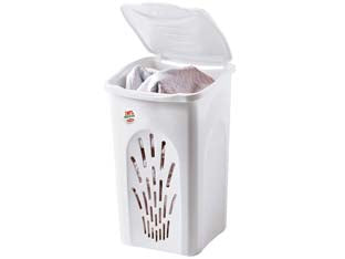 Portabiancheria Linea Primavera In Polipropilene Lt.50- - Cm.37X37X56H. - Colore Bianco - 2 Pezzi Stefanplast