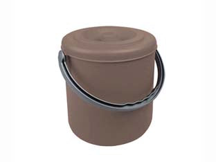 Pattumiera Tonda Eureka Tortora Con Coperchio In Polipropilene- - Cm.27X29H. Lt.15 - 3 Pezzi Stefanplast