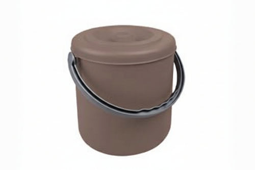 Pattumiera Tonda Eureka Tortora Con Coperchio In Polipropilene- - Cm.27X29H. Lt.15 - 3 Pezzi Stefanplast