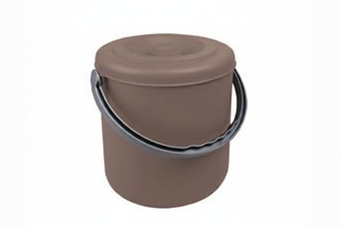 Pattumiera Tonda Eureka Tortora Con Coperchio In Polipropilene- - Cm.27X29H. Lt.15 - 3 Pezzi Stefanplast
