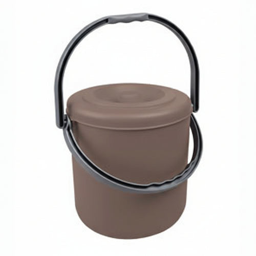 Pattumiera Tonda Eureka Tortora Con Coperchio In Polipropilene- - Cm.30X31H. Lt.20 - 3 Pezzi Stefanplast
