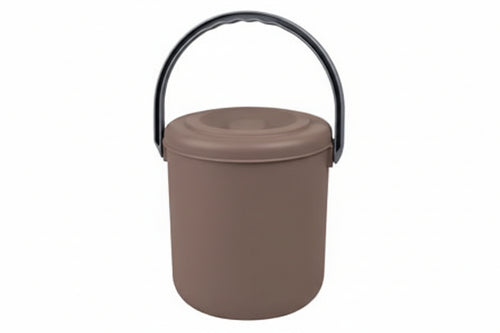 Pattumiera Tonda Eureka Tortora Con Coperchio In Polipropilene- - Cm.31X37H. Lt.25 - 3 Pezzi Stefanplast