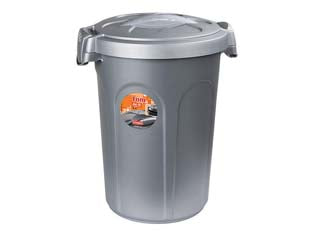 Bidone Multiuso Tom In Polipropilene Lt.46 Colore Silver- - Cm.44,5X40X61H. - 2 Pezzi Stefanplast