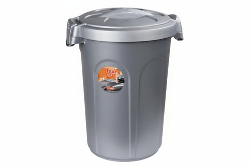 Bidone Multiuso Tom In Polipropilene Lt.46 Colore Silver- - Cm.44,5X40X61H. - 2 Pezzi Stefanplast