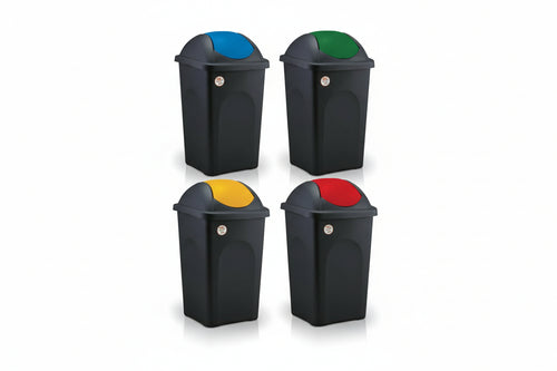Bidone Multipat Con Bascula Lt.60 Cm.39X39X68H. Nero/Blu Stefanplast