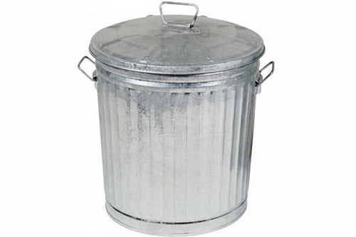 Bidone In Lamiera Zincata Con Coperchio Lt.14 Ø Cm.27X33H. Xtra