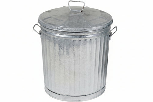 Bidone In Lamiera Zincata Con Coperchio Lt.35 Ø Cm.37X41H. Xtra